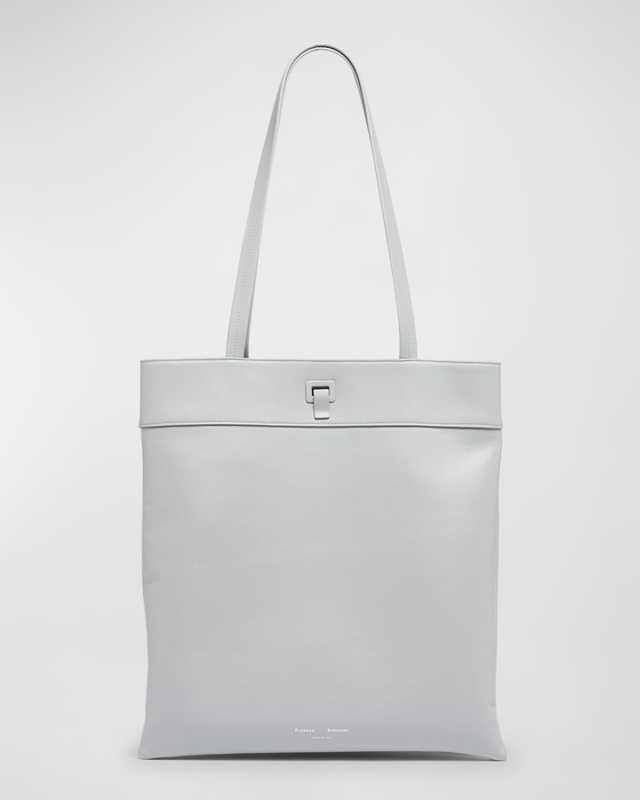 Split Double-Compartment Leather Tote Bag
